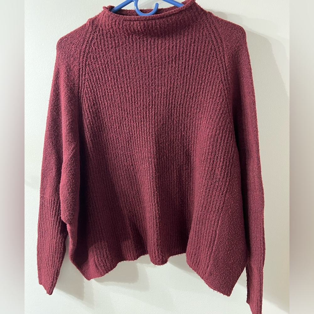 Able Cropped Batwing Sweater. Cherry Heather. Large. Gently worn. Soft.